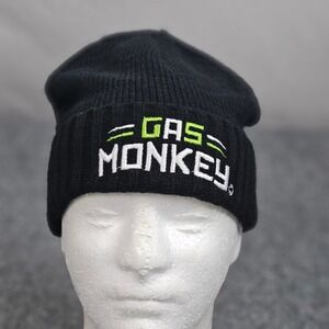 Gas Monkey Garage Beanie Hat Black Knit Automotive Fast N Loud Logo Workwear Car